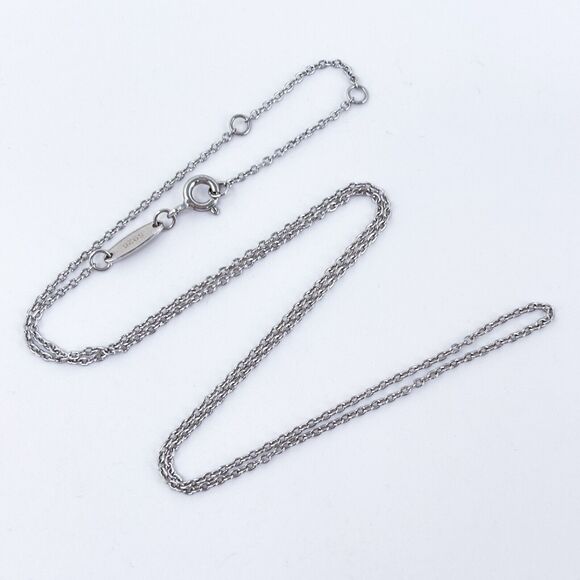 Vintage CHIC LOVE Sterling Silver 925 1.1mm Cable Chain Necklace 15.5"-17.5” - Picture 1 of 3